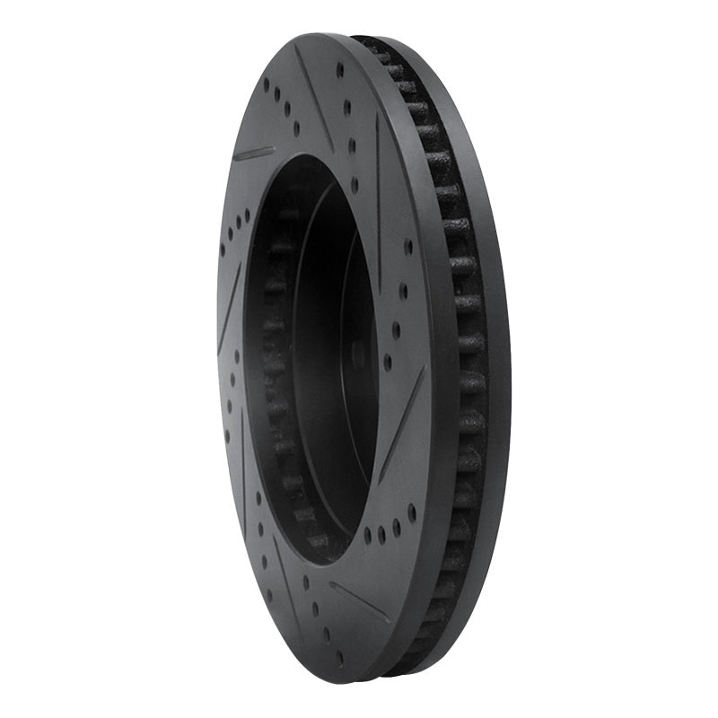 R1 98-99 Cadillac DEVILLE Front Left Drilled & Slotted Black Brake Rotor