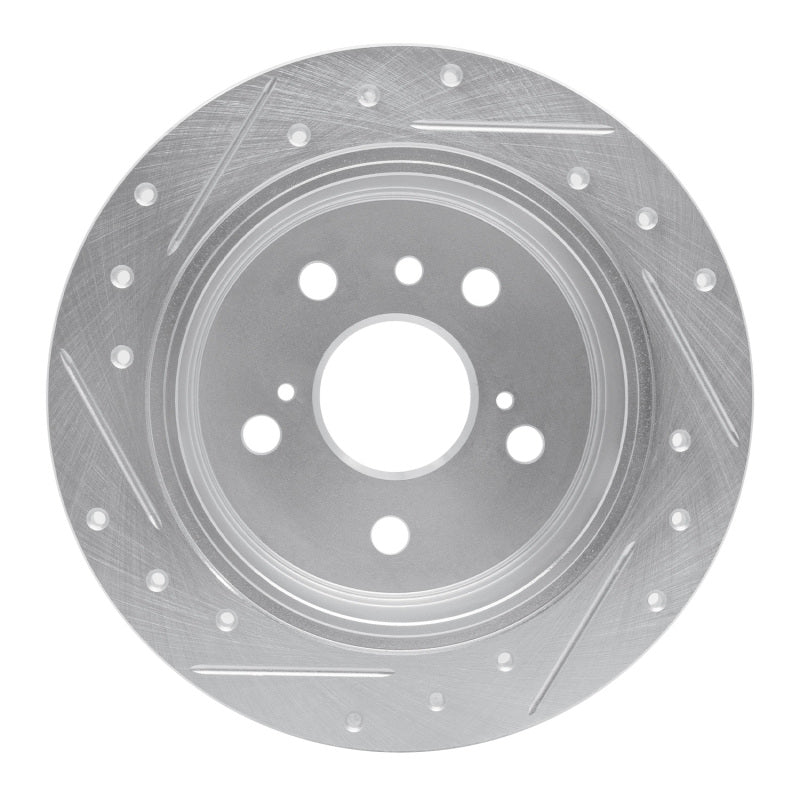 R1 02-08 Lexus ES330 Rear Right Drilled & Slotted Silver Brake Rotor