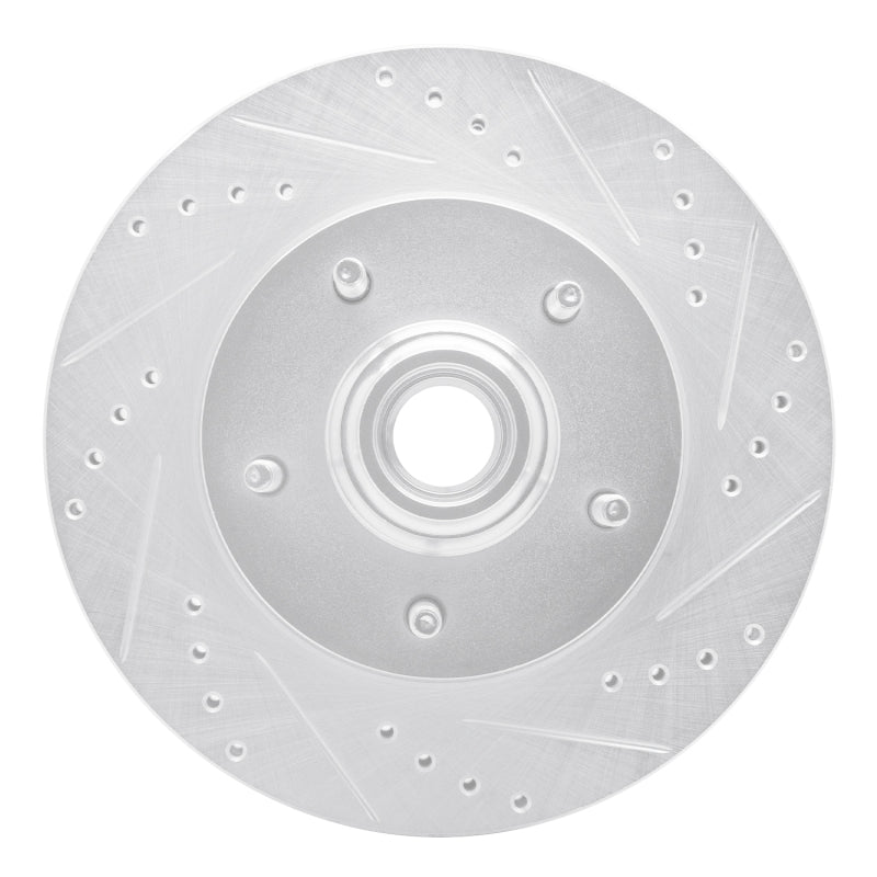 R1 97-99 Ford F-150 RWD Front Right Drilled & Slotted Silver Brake Rotor