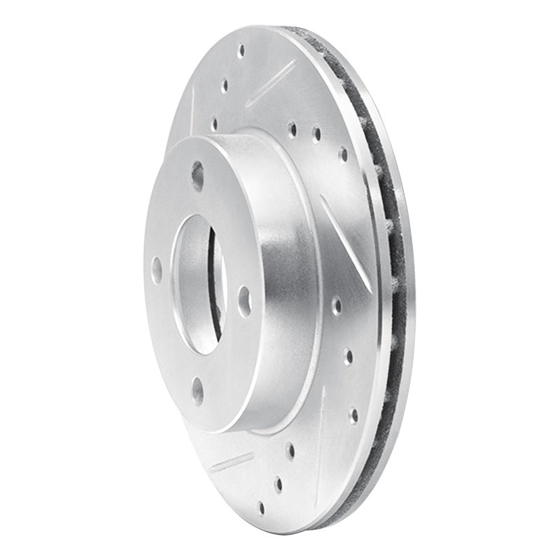 R1 92-00 Dodge COLT Front Left Drilled & Slotted Silver Brake Rotor