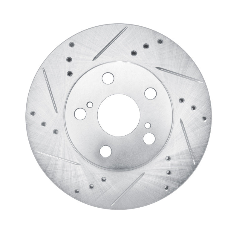 R1 10-17 Lexus CT200H Front Left Drilled & Slotted Silver Brake Rotor