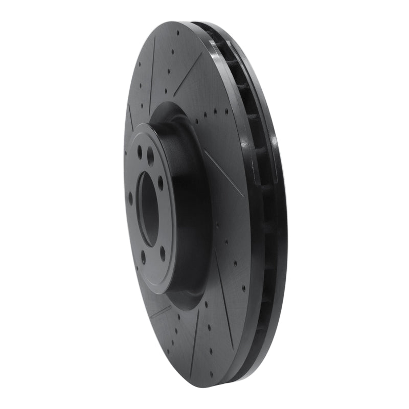 R1 18-25 Land Rover Defender 110 Front Left Drilled & Slotted Black Brake Rotor