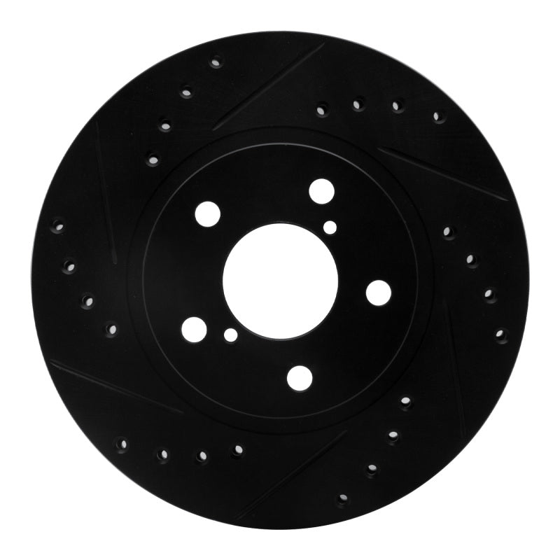 R1 90-01 Subaru Impreza Front Left Drilled & Slotted Black Brake Rotor