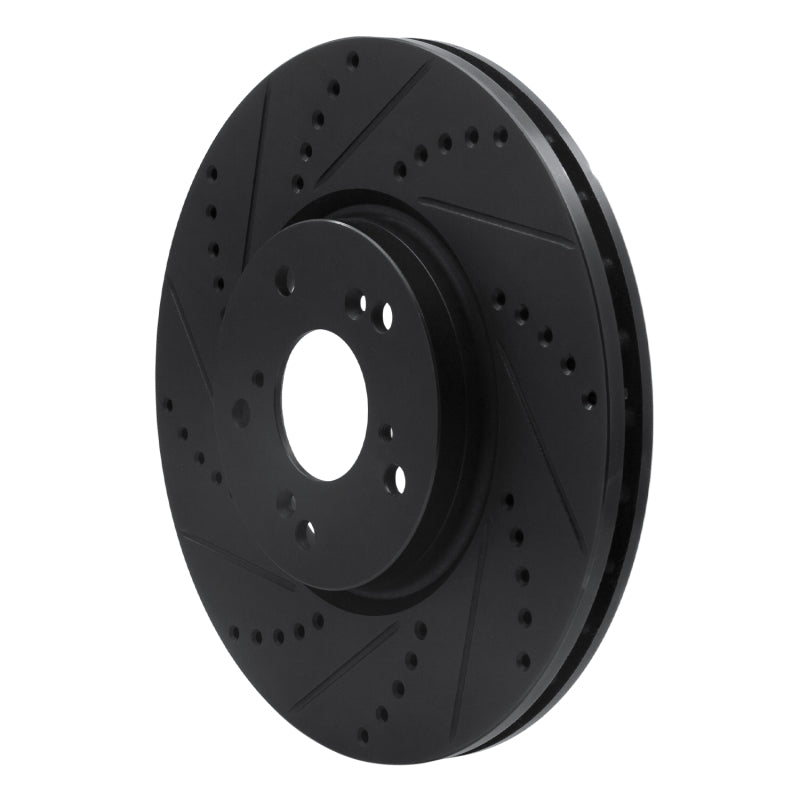 R1 04-08 Acura TL Front Left Drilled & Slotted Black Brake Rotor