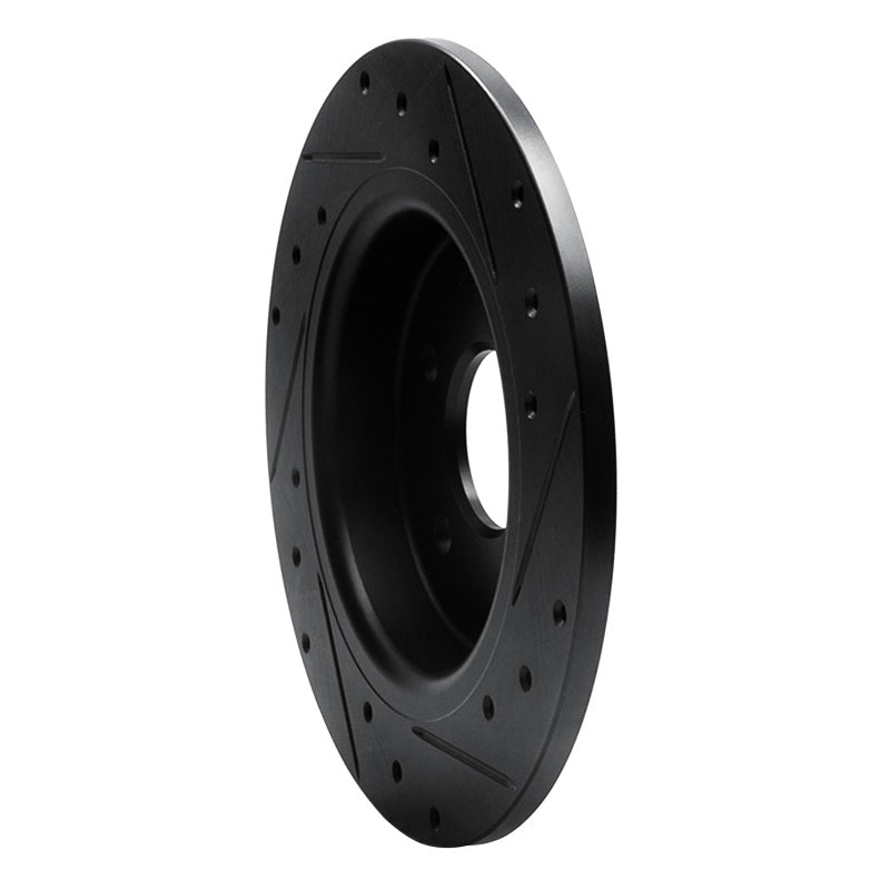 R1 04-13 Volvo S40 Rear Left Drilled & Slotted Black Brake Rotor