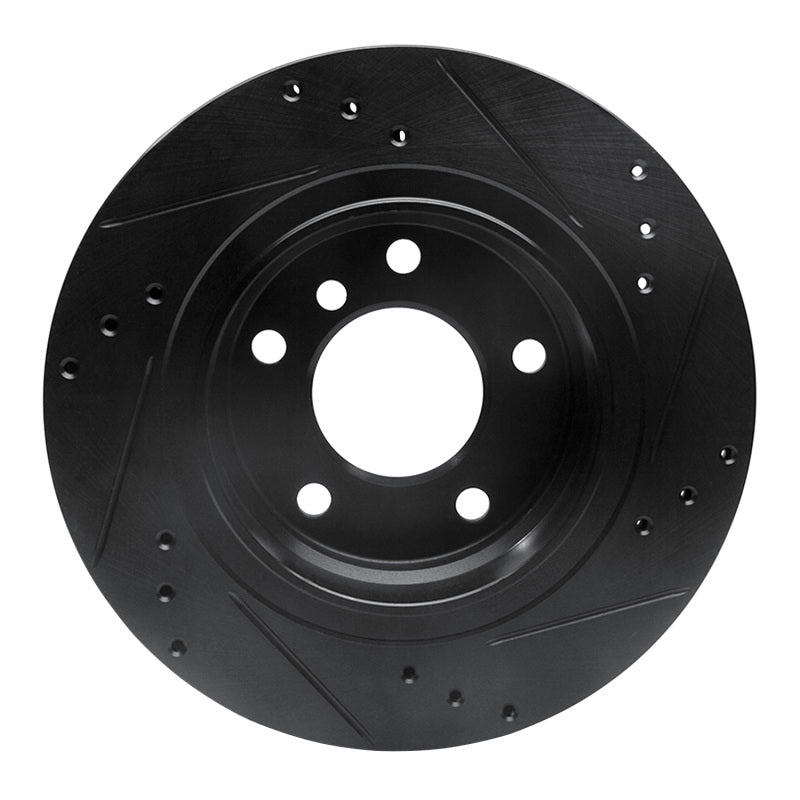 R1 99-06 BMW 323I Rear Left Drilled & Slotted Black Brake Rotor