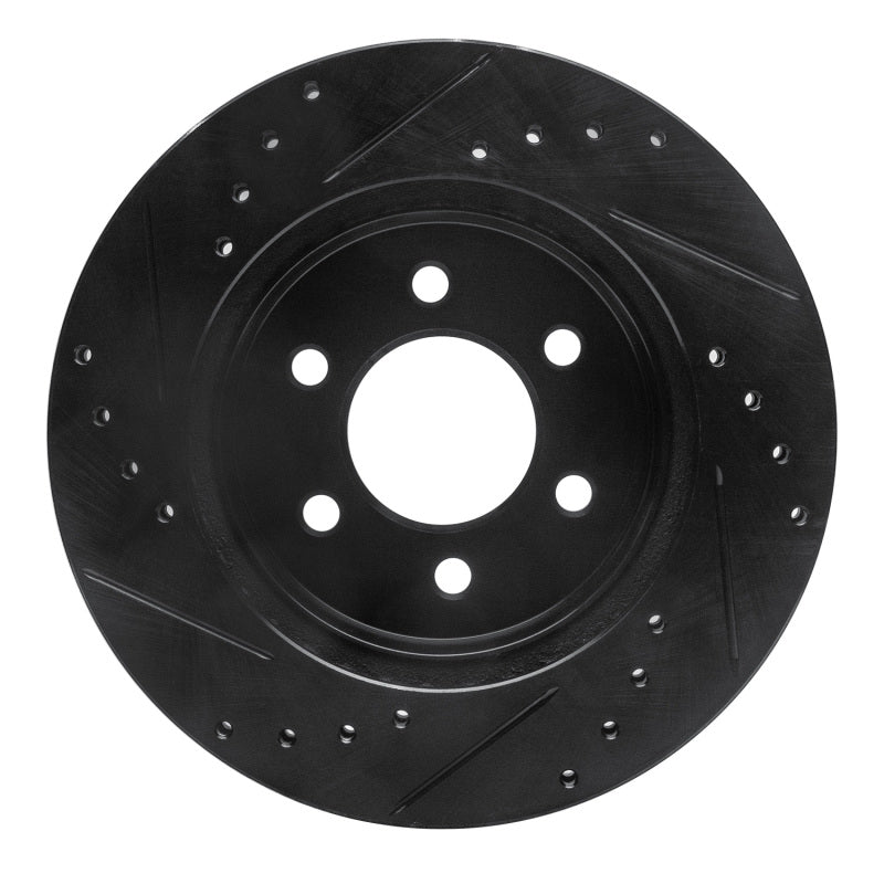 R1 97-02 Dodge Dakota 4WD Front Right Drilled & Slotted Black Brake Rotor
