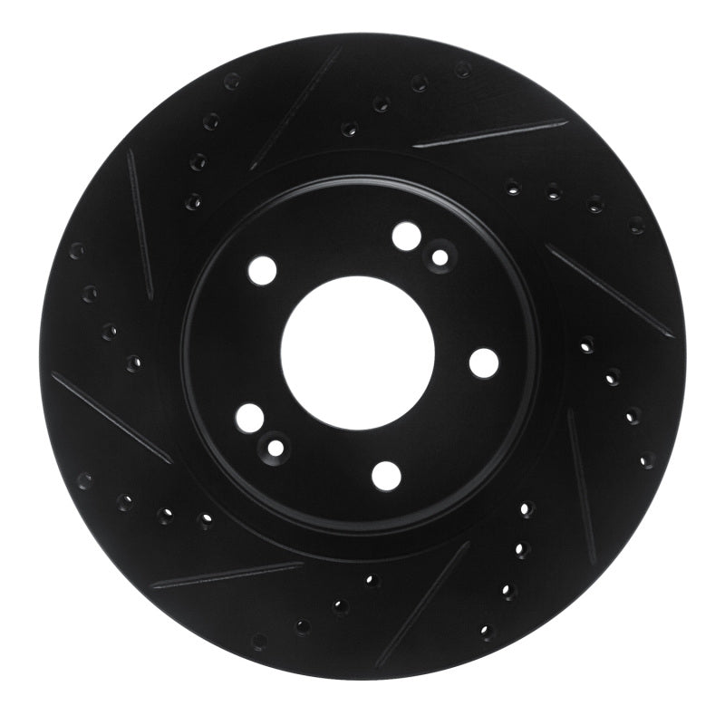 R1 15-25 Hyundai Kona EV Front Left Drilled & Slotted Black Brake Rotor