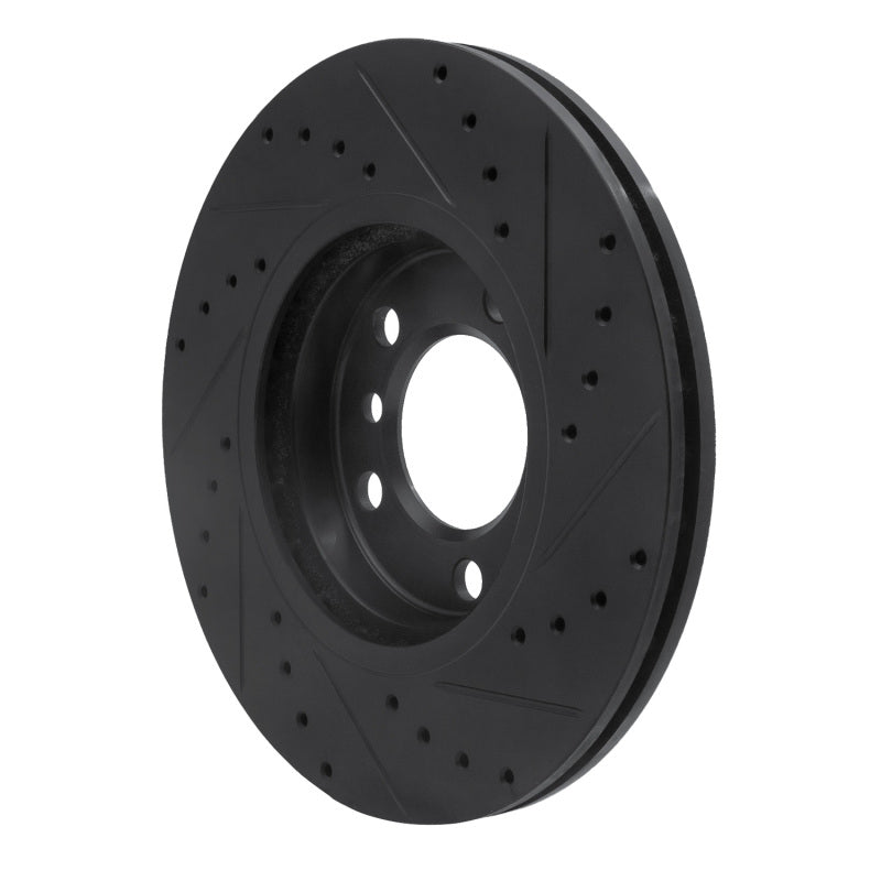 R1 11-16 Mini Cooper Paceman Front Left Drilled & Slotted Black Brake Rotor