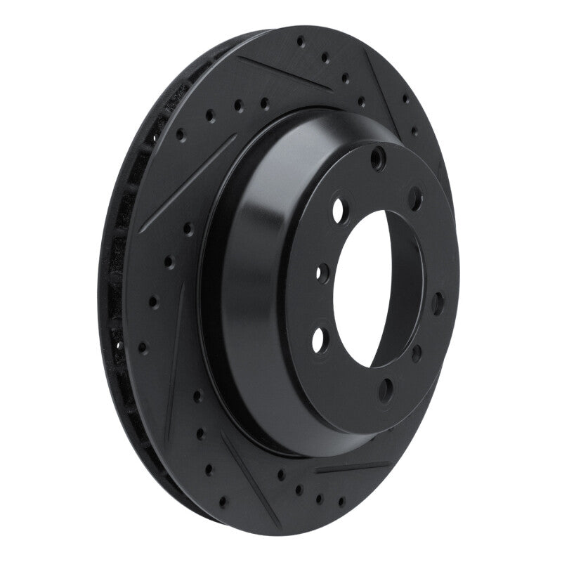 R1 -23 Porsche Cayenne Rear Right Drilled & Slotted Black Brake Rotor