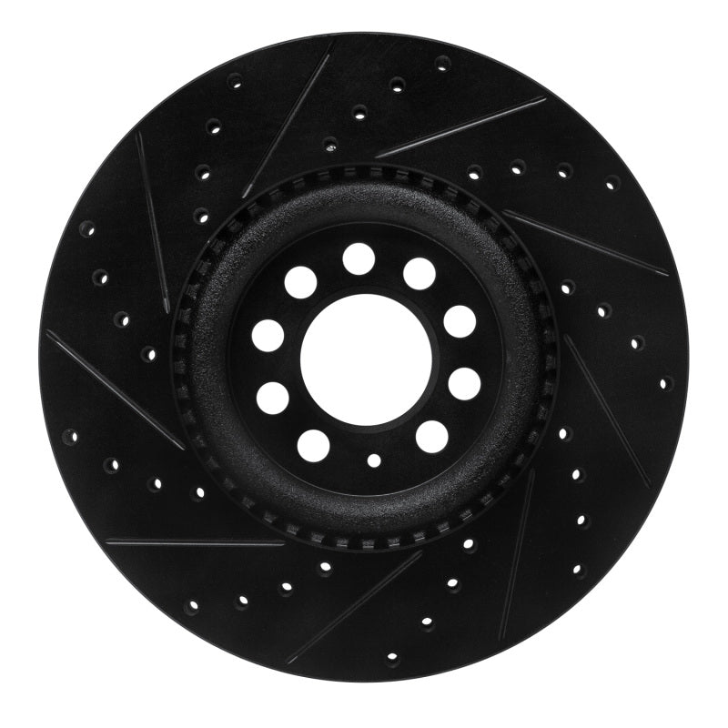 R1 00-06 Audi TT Quattro Front Right Drilled & Slotted Black Brake Rotor
