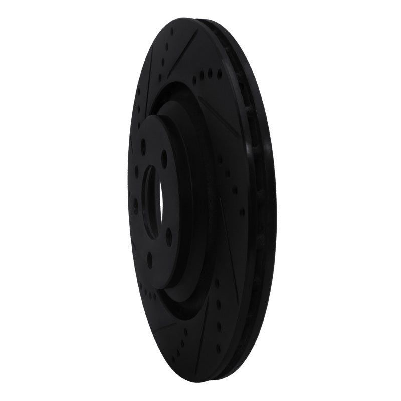 R1 07-11 Audi S6 Rear Left Drilled & Slotted Black Brake Rotor