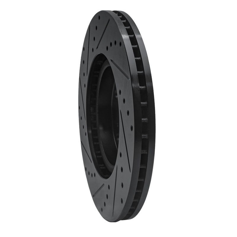 R1 09-14 Acura TL Front Right Drilled & Slotted Black Brake Rotor