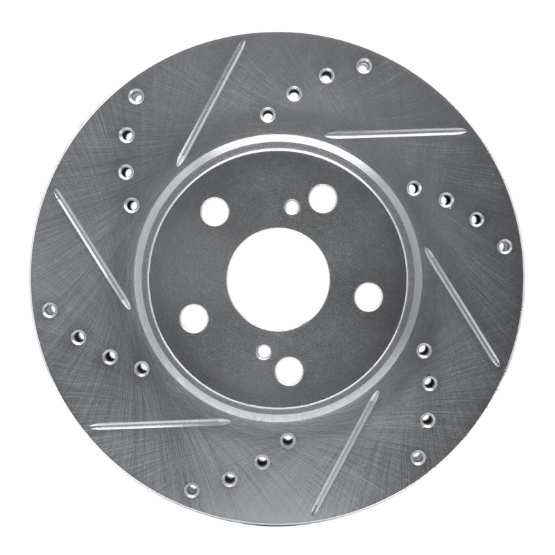 R1 94-99 Toyota Celica Front Left Drilled & Slotted Silver Brake Rotor