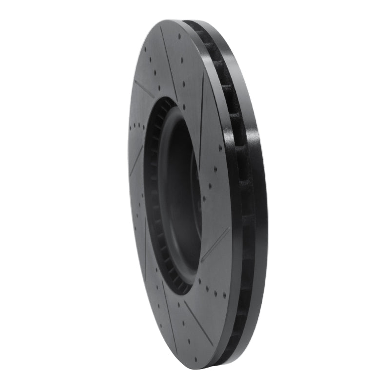 R1 18-25 Land Rover Defender 110 Front Left Drilled & Slotted Black Brake Rotor