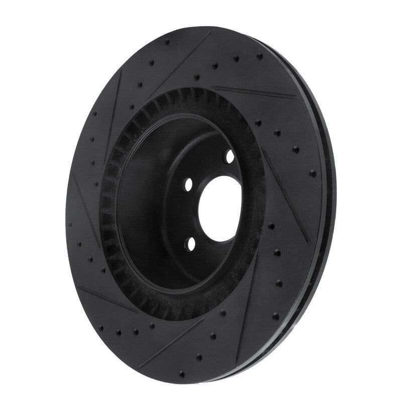 R1 10-14 BMW X6 Rear Right Drilled & Slotted Black Brake Rotor