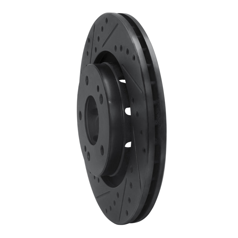 R1 05-22 Mitsubishi Outlander PHEV Front Left Drilled & Slotted Black Brake Rotor