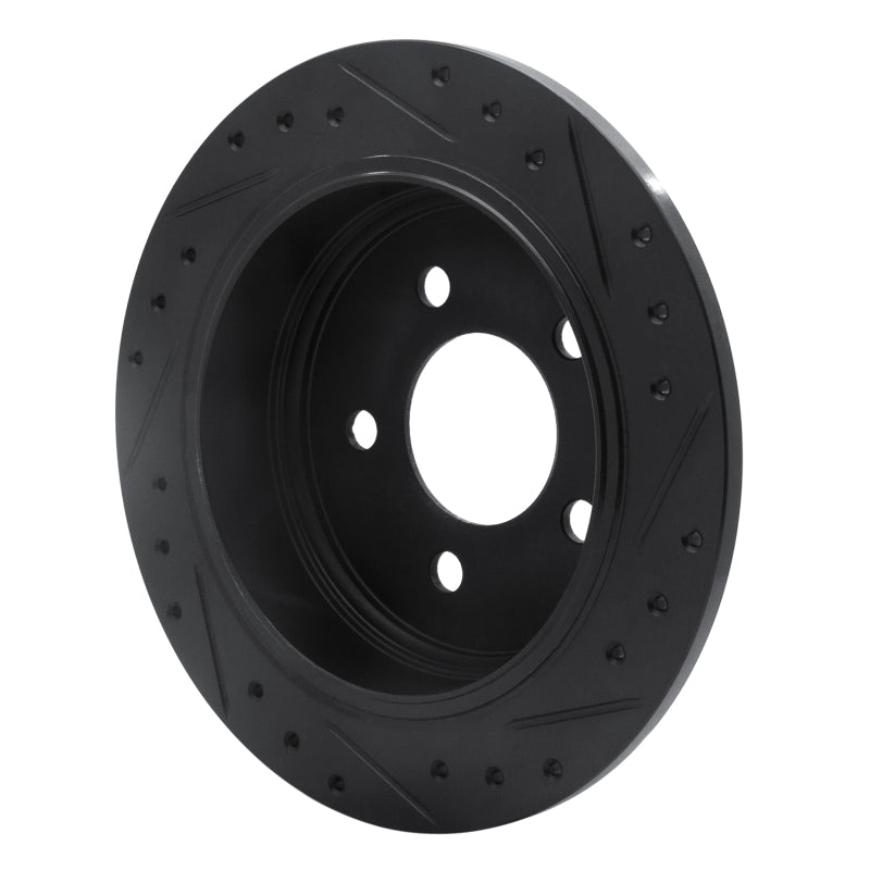 R1 93-98 Jeep Grand Cherokee Rear Left Drilled & Slotted Black Brake Rotor