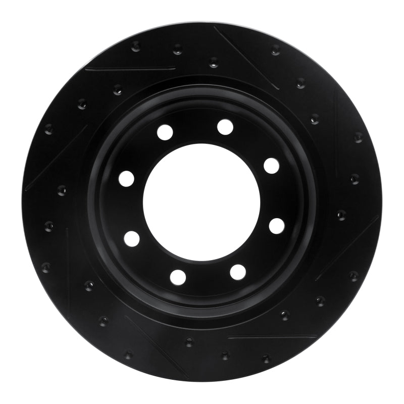 R1 01-10 Chevrolet Express 3500 Rear Left Drilled & Slotted Black Brake Rotor