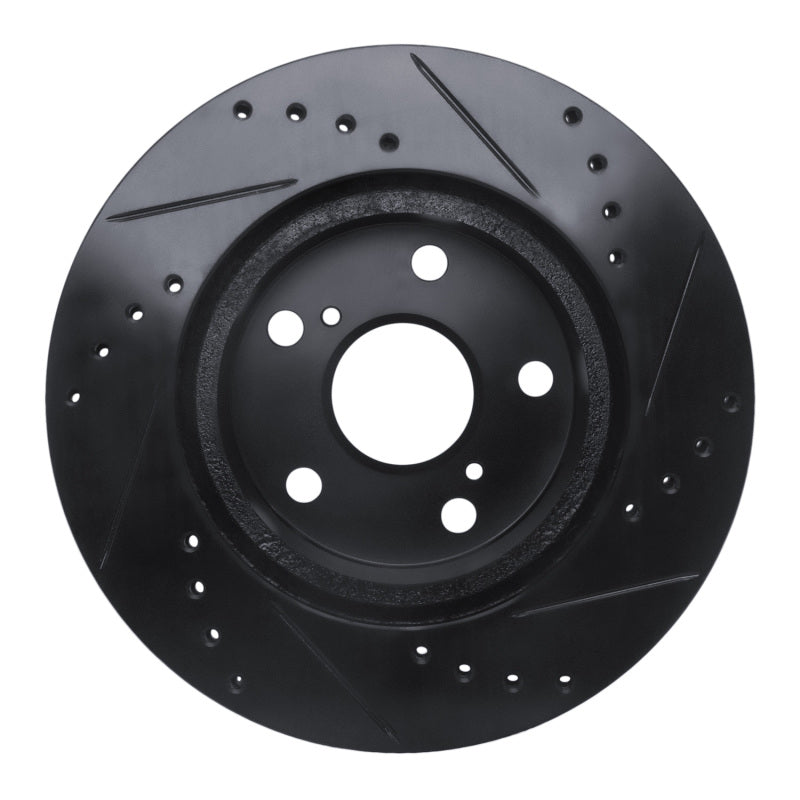 R1 89-92 Toyota Cressida Front Left Drilled & Slotted Black Brake Rotor