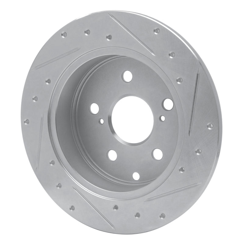 R1 06-18 Lexus HS250H Rear Left Drilled & Slotted Silver Brake Rotor