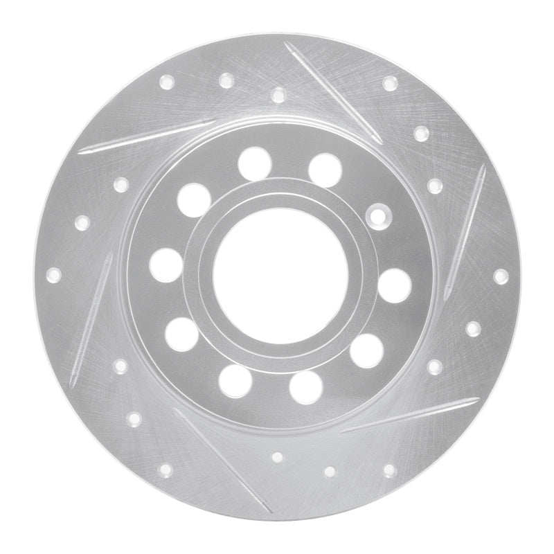 R1 10-19 Audi A3 Rear Right Drilled & Slotted Silver Brake Rotor