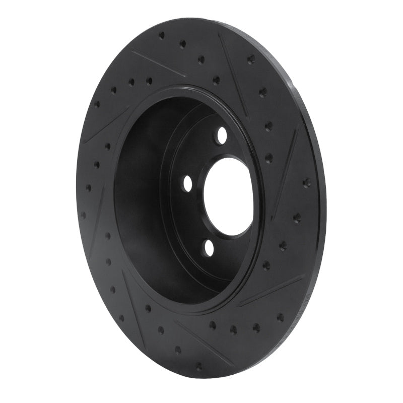 R1 05-23 Chrysler 300 Rear Left Drilled & Slotted Black Brake Rotor