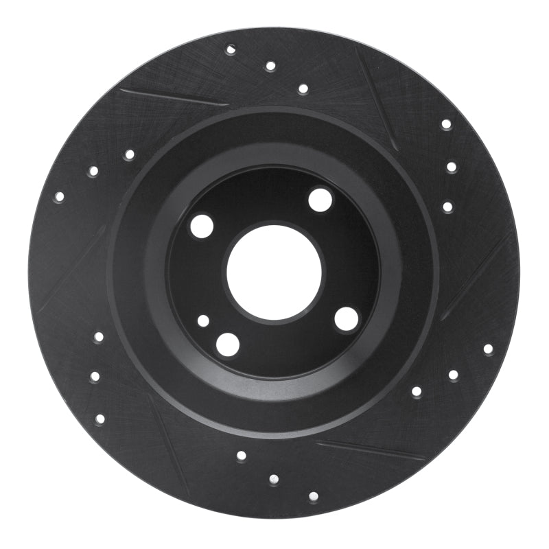 R1 2016-2025 Fiat 124 Spider Rear Left Drilled & Slotted Black Brake Rotor