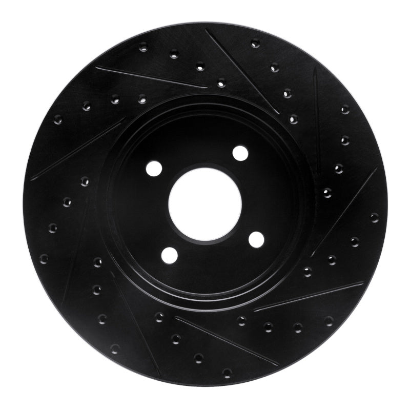 R1 02-04 Ford Focus Front Left Drilled & Slotted Black Brake Rotor
