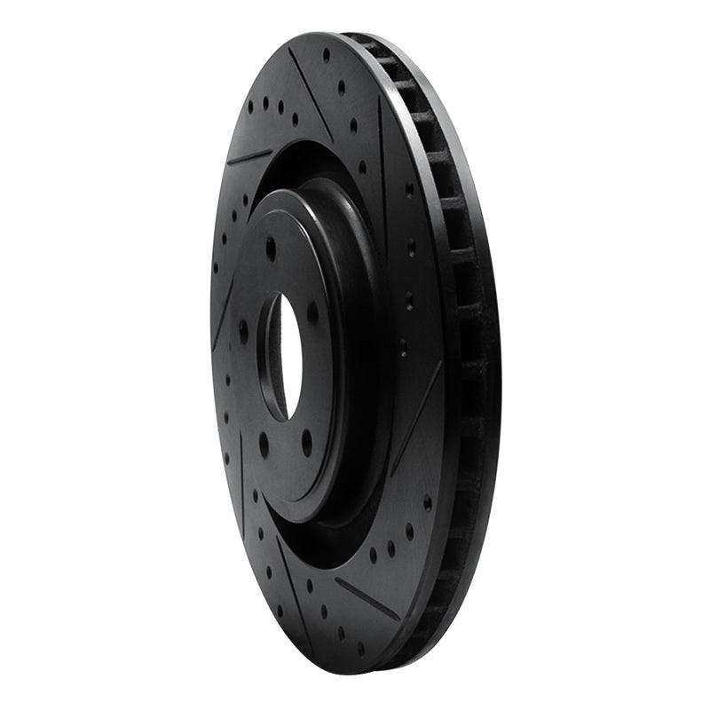 R1 08-14 Chrysler 200 Front Right Drilled & Slotted Black Brake Rotor