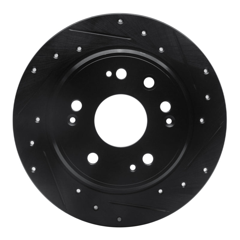 R1 02-04 Honda CR-V Rear Right Drilled & Slotted Black Brake Rotor