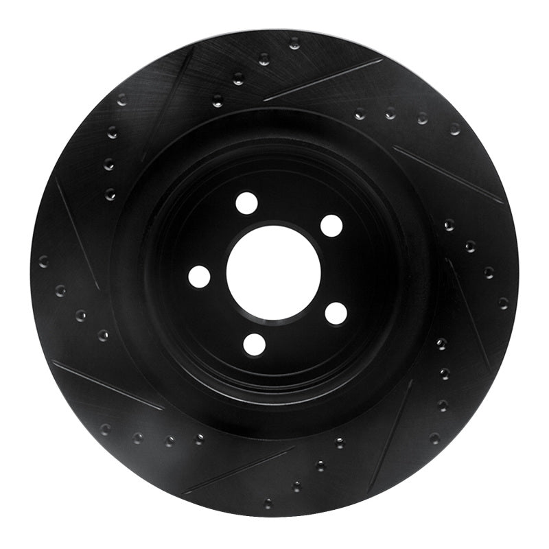 R1 06-23 Dodge Charger Rear Right Drilled & Slotted Black Brake Rotor