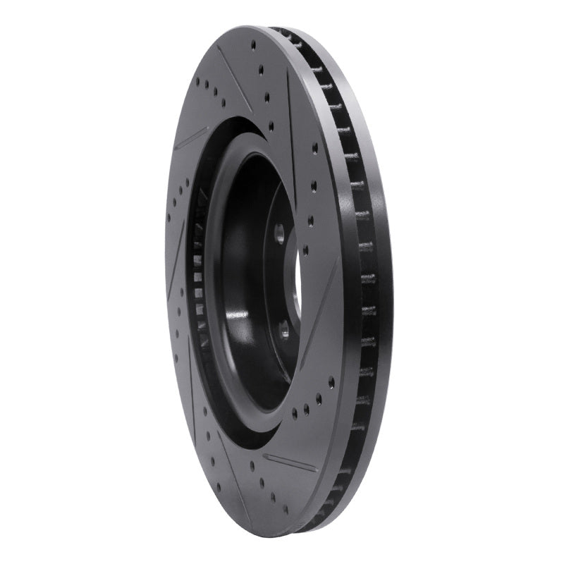 R1 05-09 Land Rover LR3 Front Left Drilled & Slotted Black Brake Rotor