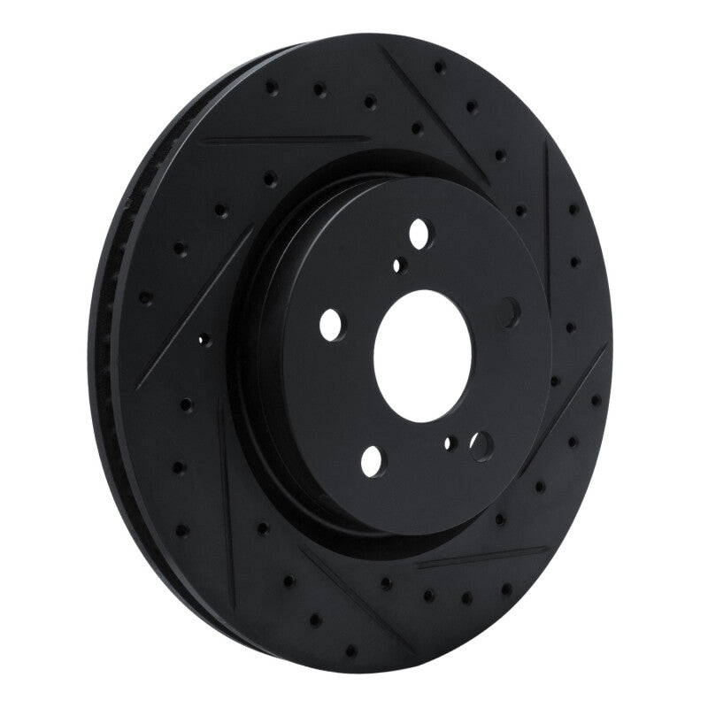 R1 18-25 Lexus UX250h Front Right Drilled & Slotted Black Brake Rotor