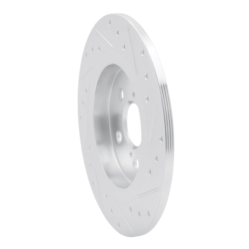 R1 11-17 Lexus CT200H Rear Left Drilled & Slotted Silver Brake Rotor