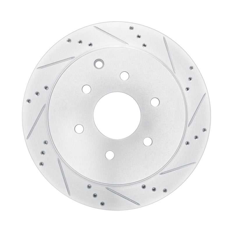 R1 10-24 Infiniti QX80 Rear Right Drilled & Slotted Silver Brake Rotor