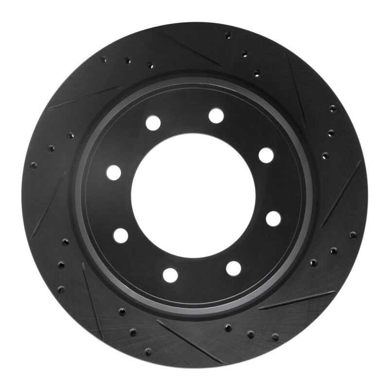 R1 12-21 Nissan NV1500 Rear Right Drilled & Slotted Black Brake Rotor
