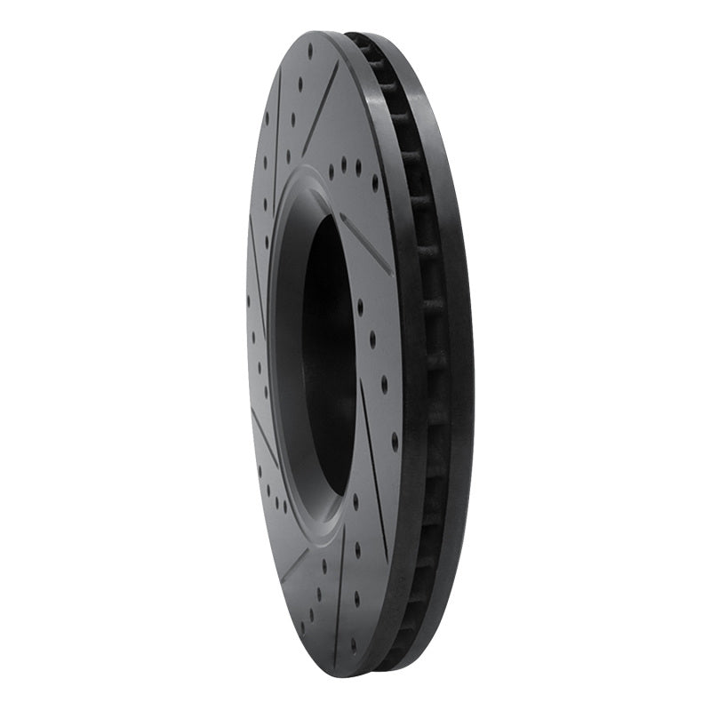 R1 05-11 Audi A6 (USA/Canada) Front Right Drilled & Slotted Black Brake Rotor