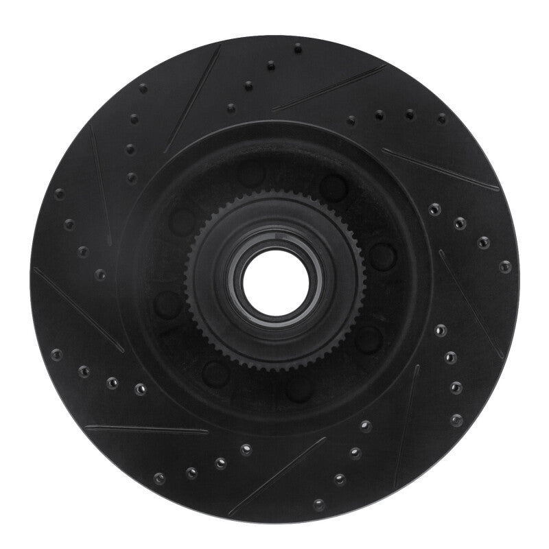 R1 08-25 Ford E-250 Front Right Drilled & Slotted Black Brake Rotor