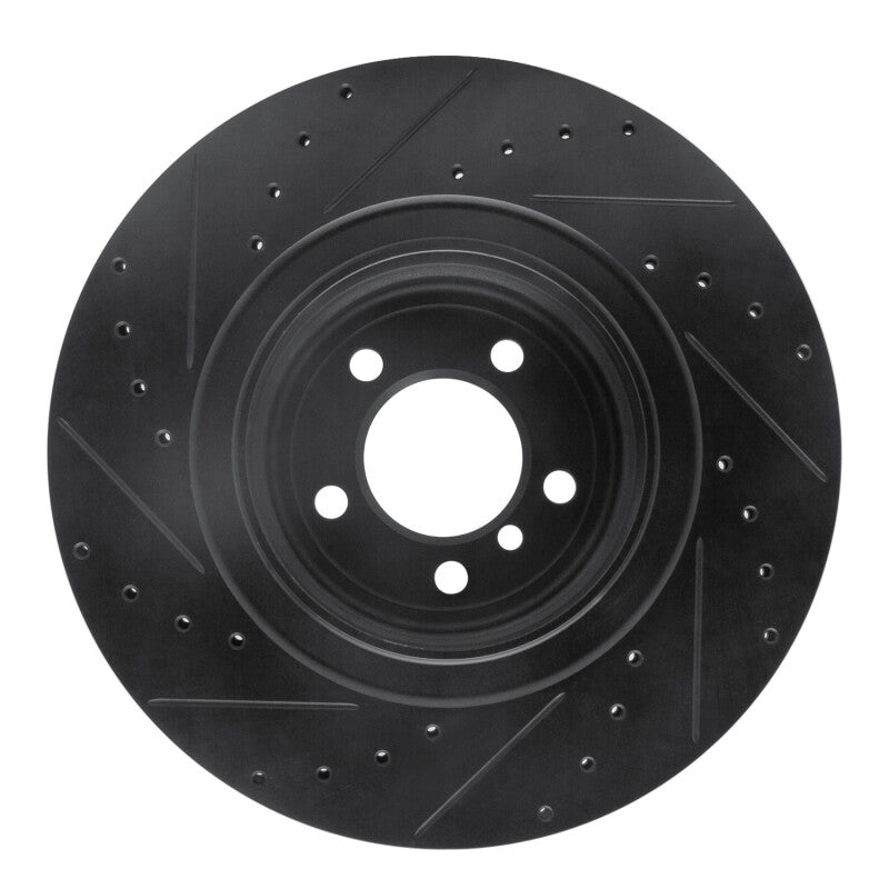 R1 07-08 BMW ALPINA B7 Rear Right Drilled & Slotted Black Brake Rotor