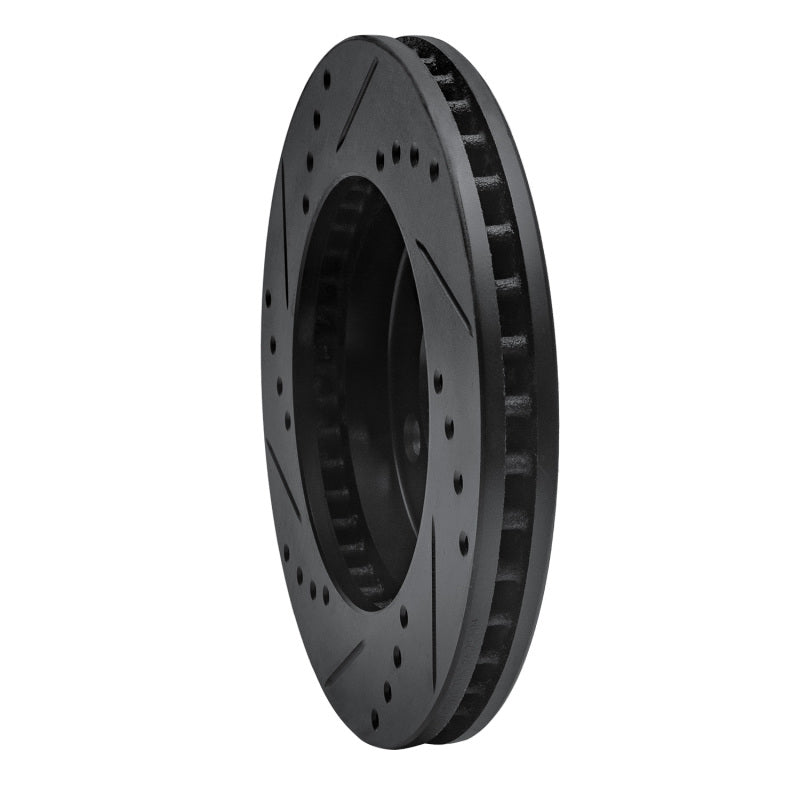 R1 70-93 Ford Taurus (Excl SHO) Front Right Drilled & Slotted Black Brake Rotor