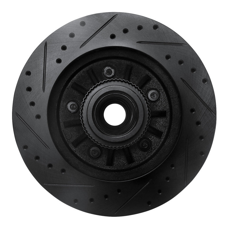 R1 97-00 Ford Expedition Front Right Drilled & Slotted Black Brake Rotor