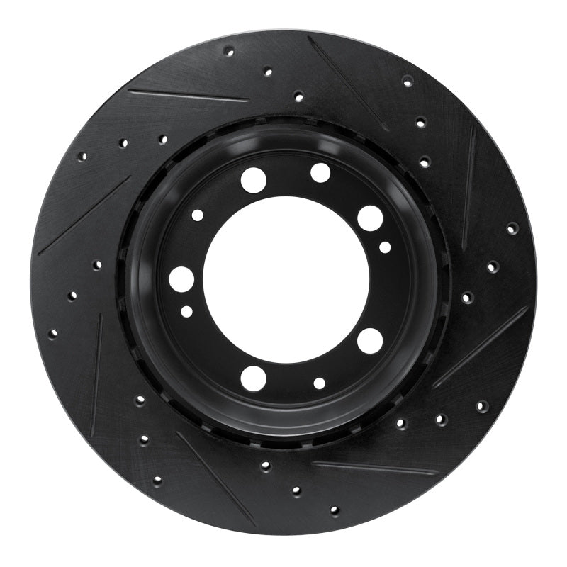 R1 86-95 Porsche 928 Rear Left Drilled & Slotted Black Brake Rotor