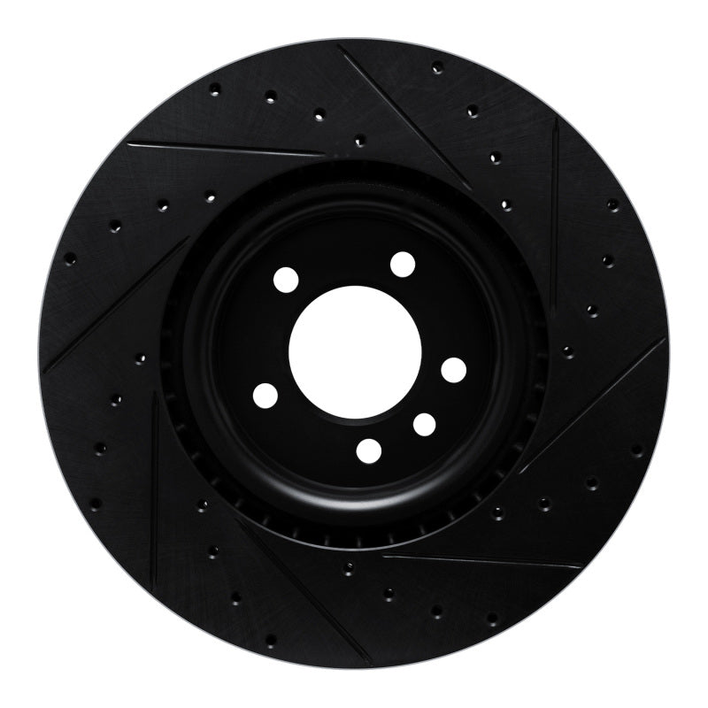 R1 18-24 Land Rover Discovery Front Left Drilled & Slotted Black Brake Rotor