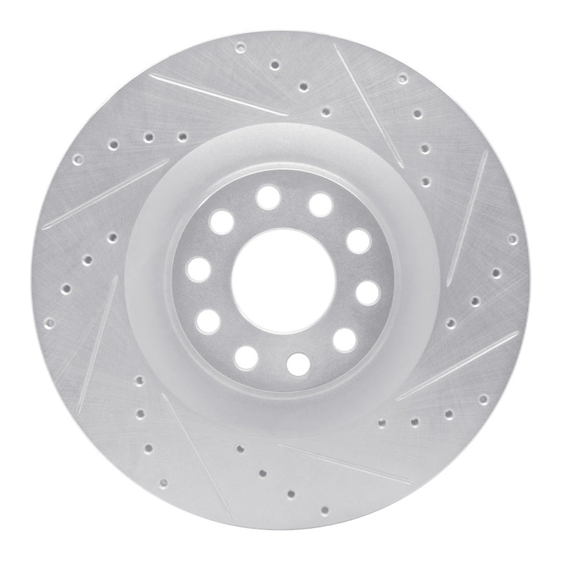 R1 01-03 Audi S8 Front Right Drilled & Slotted Silver Brake Rotor