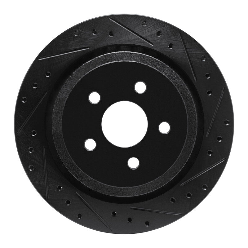R1 89-95 Chrysler LeBaron Rear Right Drilled & Slotted Black Brake Rotor