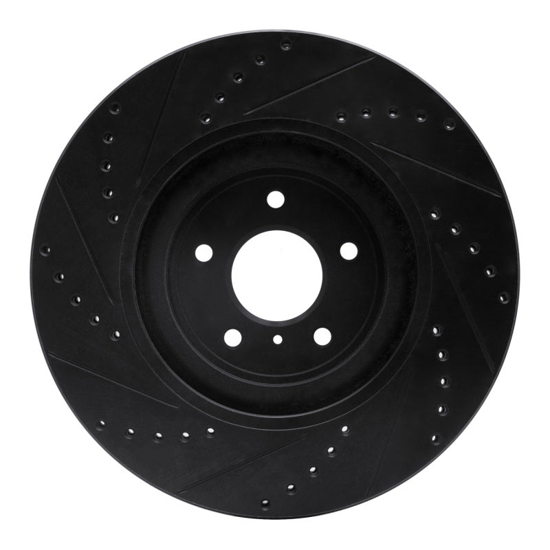 R1 08-25 Infiniti Q50 Front Right Drilled & Slotted Black Brake Rotor