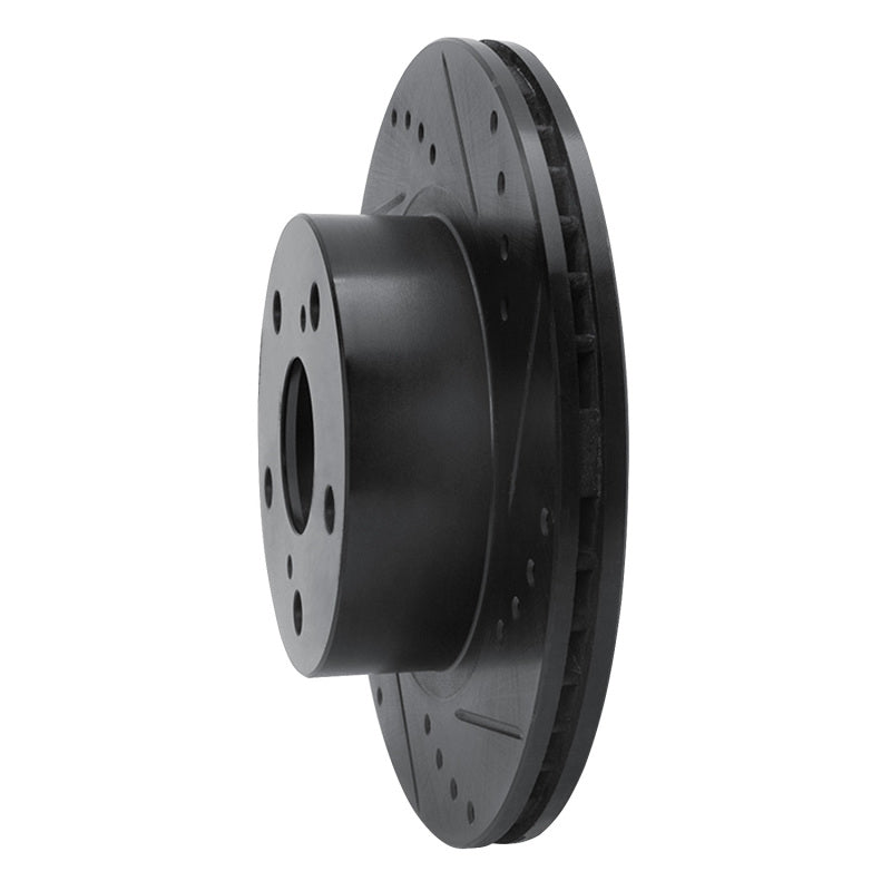 R1 89-92 Toyota Cressida Front Right Drilled & Slotted Black Brake Rotor