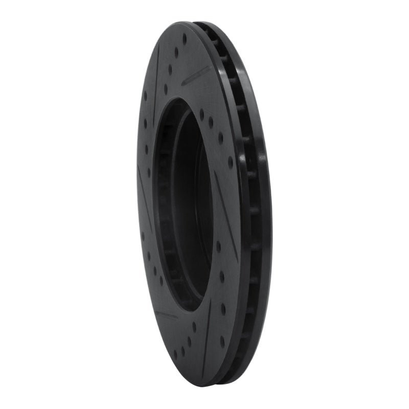 R1 84-87 Audi Coupe Front Right Drilled & Slotted Black Brake Rotor