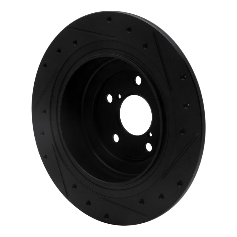 R1 00-06 Subaru Outback Rear Left Drilled & Slotted Black Brake Rotor